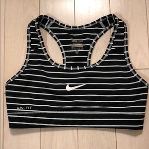 Nike dry-fit black and white stripe sports bra